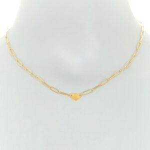 14K Gold Plated Paperclip Chain Heart Pendant Necklace